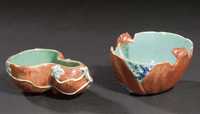 late 18th/early 19th century Two iron red and turquoise glazed waterpots